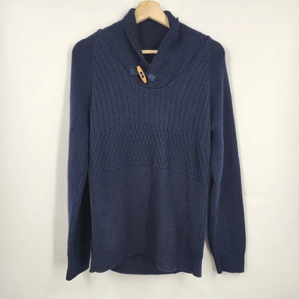 Zara Man Men's Chunky Cotton Shawl Neck Long Sleeve Sweater Size M